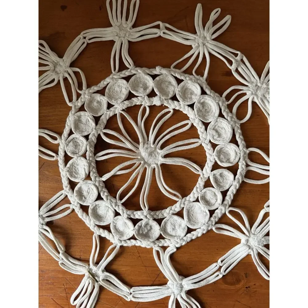 Vintage Macrame Mandala Off White Wall Decor Boho Lace Doily Romanian Style